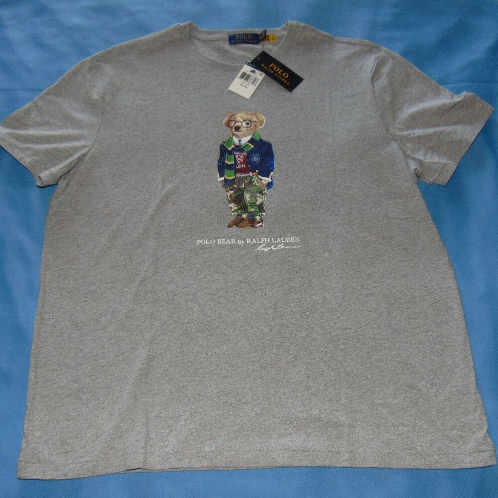 POLO  RALPH LAUREN  BEAR  GRAY T SHIRT XL